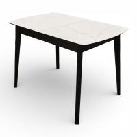 Стол Ньюман МДФ/пластик, 1100 (1450)*700 Мрамор Монтекатини, опора ZD08 дер/черный