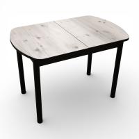 Стол Фаворит 1100(+400)*700 Пластик Бискайск.сосна,бабочка(B5)/ЛДСП бодега темн+опоры(черн)