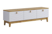 Тумба 2 Хюгге белое дерево/дуб крафт золотой/белый матовый