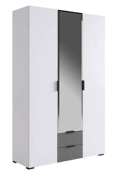 Зефир Шкаф трехдверный 109.02 белое дерево/серый (эмаль)