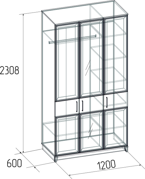 AURELIO 444 Шкаф для одежды и белья Белый/Блеквуд Сатиновый