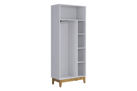 Шкаф двухдверный Хюгге белое дерево/дуб крафт золотой/белый матовый