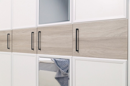 AURELIO 555 Шкаф для одежды и белья Белый/Блеквуд Сатиновый