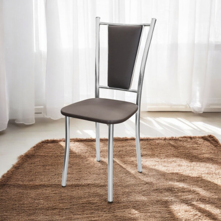 Стул Марсель Стандарт (хром, к/з Коричневый 130)