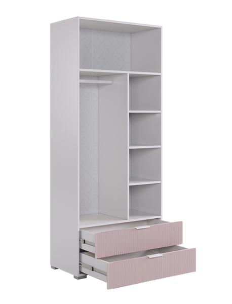 Зефир Шкаф двухдверный 120.01/белое дерево/пудра розовая (эмаль)