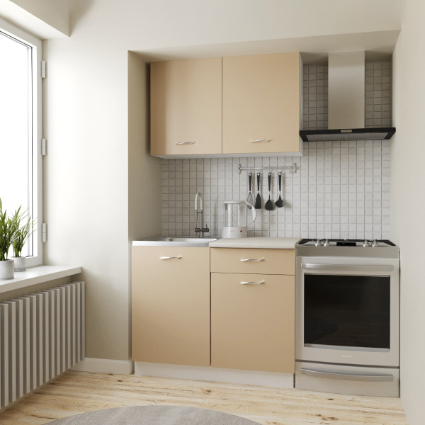 Кухня Комплект №10 ДАША Белый/Мокко(Берил бежевый / без мойки ) 1,0 м 