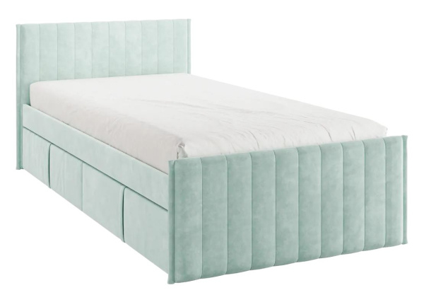 Кровать с ящиками Твикс 90х200 см (мята (велюр))