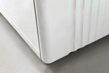 Ева Шкаф 3 дв Фасады 2 гл + 1зеркало/105.02/Белое дерево/Белый матовый