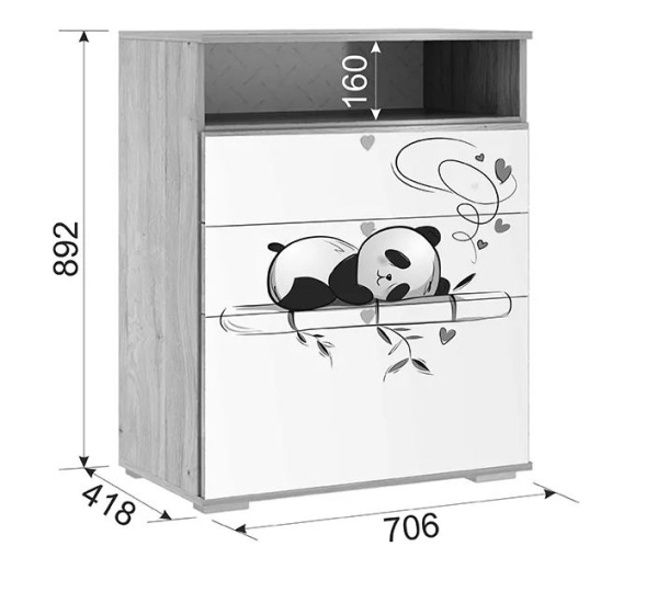 Панда Комод Дуб Мария/Белый
