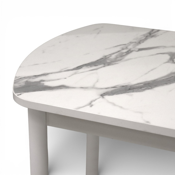 Стол Фаворит 1100*700 Пластик Мрамор белый,(B5)/ЛДСП Белый+опоры(Белый)