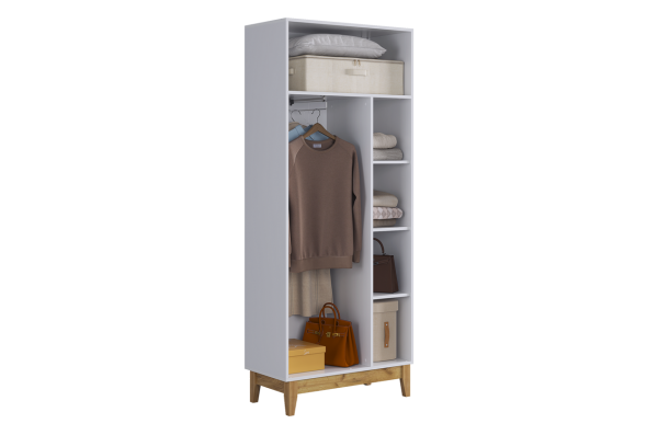 Шкаф двухдверный Хюгге белое дерево/дуб крафт золотой/белый матовый